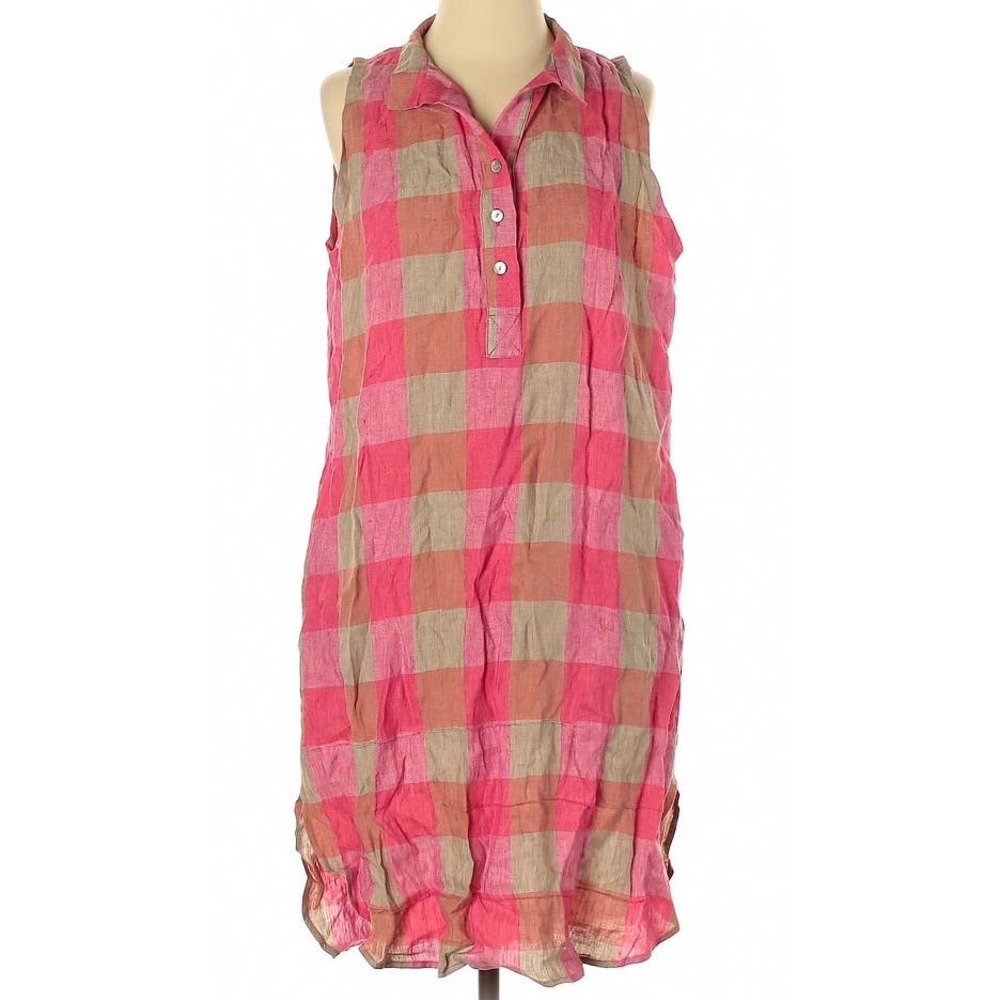 SOST South Street Linen Jane Dress Tunic in Pink Checked Combo Size 0